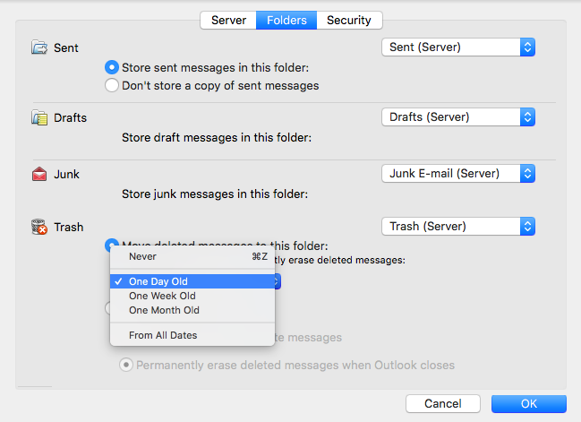 outlook for mac email settings